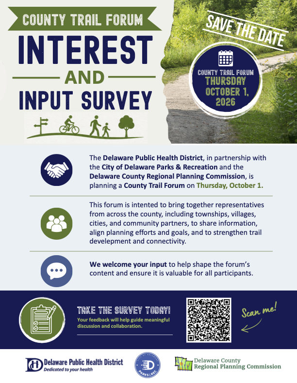 County Trail Forum interest and input survey, save the date Thursday October 1, 2026