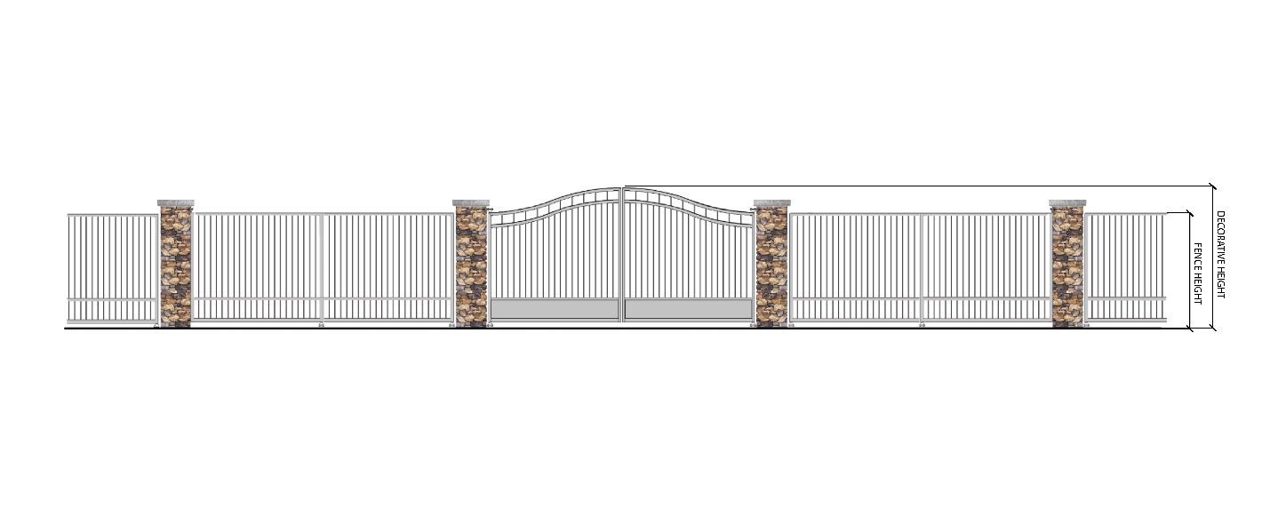 A gate with a stone and brick wall